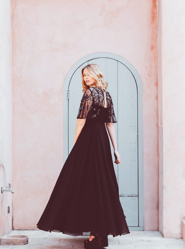Vestido California Negro, Plateado talle M - Toia de Kiev - Alquiler de vestidos de fiesta