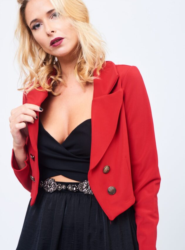 Saco Paloma Rojo talle M - Toia de Kiev - Alquiler de vestidos de fiesta