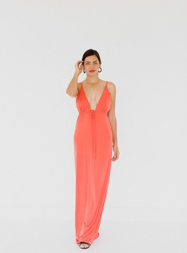 Vestido Ostia Naranja, Rojo talle S - Toia de Kiev - Alquiler de vestidos de fiesta