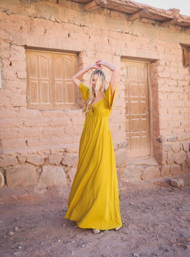 Vestido Berry Yellow Amarillo talle M - Toia de Kiev - Alquiler de vestidos de fiesta