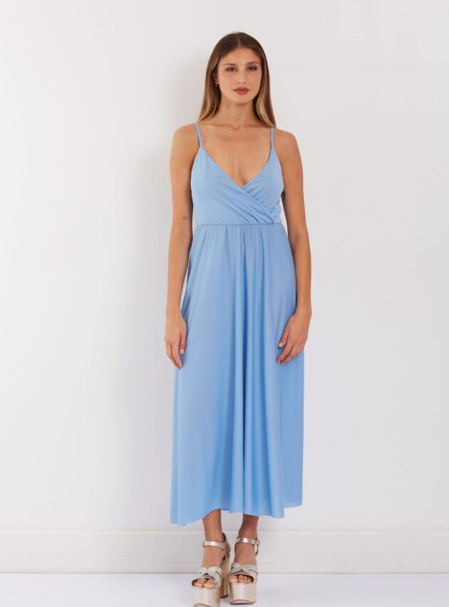 Vestido Kaki Light Blue Celeste talle M - Toia de Kiev - Alquiler de vestidos de fiesta