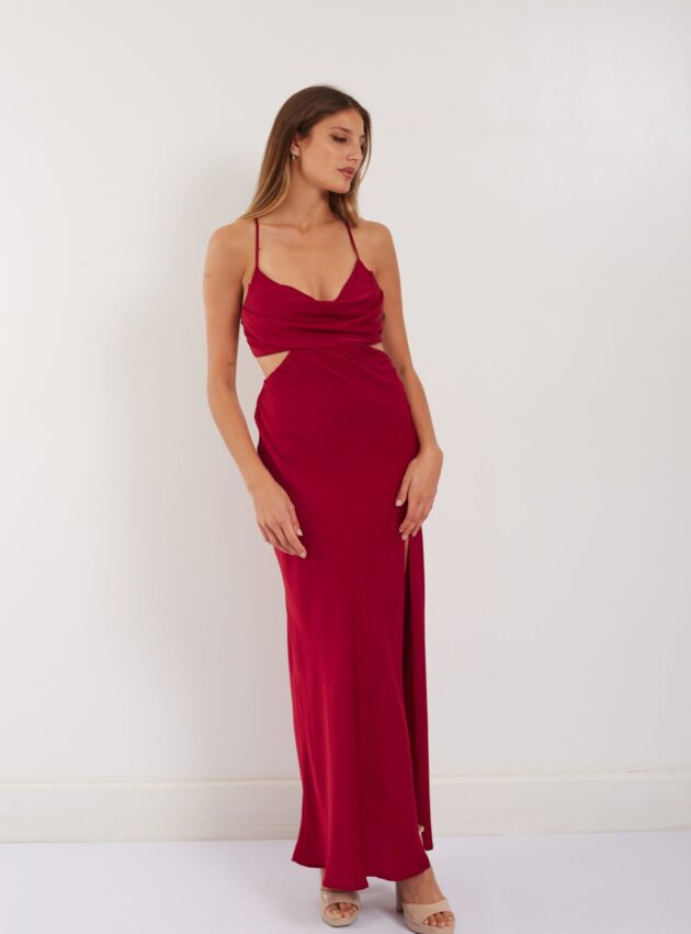 Vestido Australia Bordo talle S - Toia de Kiev - Alquiler de vestidos de fiesta