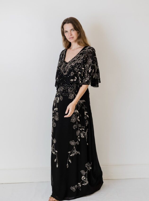 Vestido Vogue Negro, Plateado talle M - Toia de Kiev - Alquiler de vestidos de fiesta