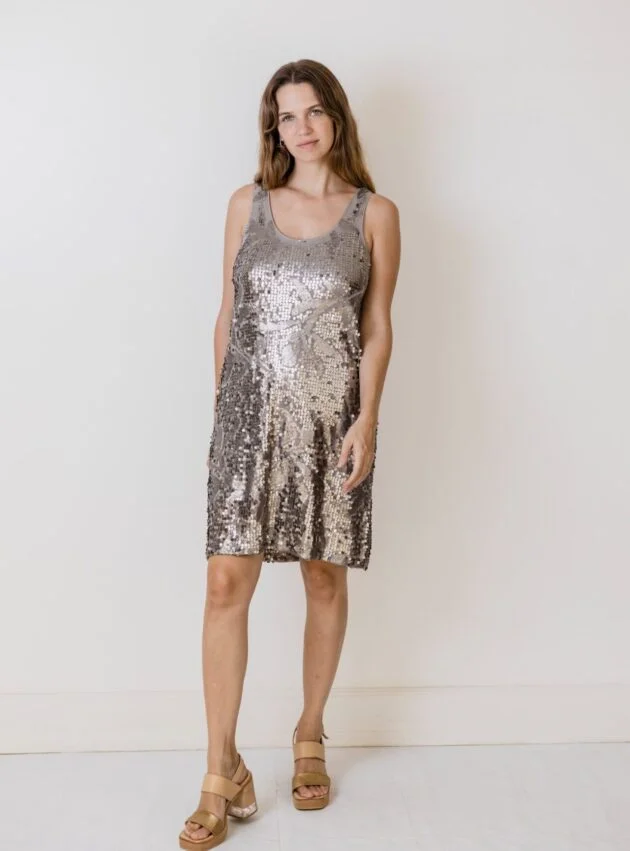 Vestido Jackie Plateado talle M - Toia de Kiev - Alquiler de vestidos de fiesta