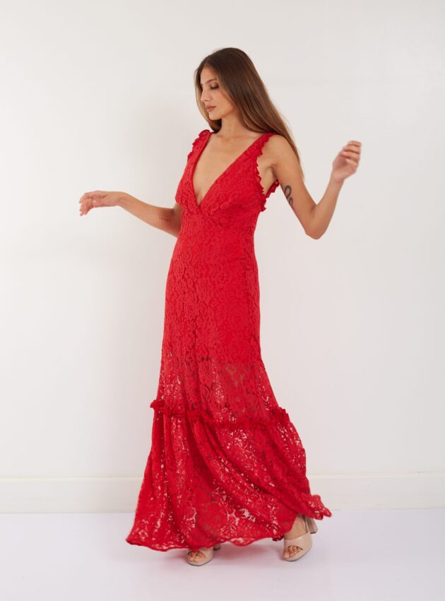 Vestido Delhi Rojo talle M - Toia de Kiev - Alquiler de vestidos de fiesta
