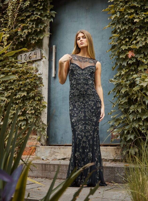Vestido Nora Negro, Plateado talle S - Toia de Kiev - Alquiler de vestidos de fiesta
