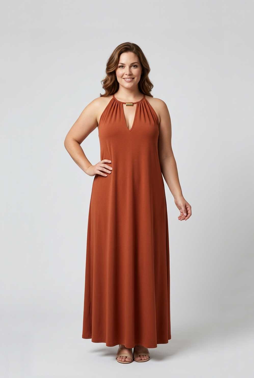 Vestido Opal Marrón, Terracota talle 3XL - Toia de Kiev - Alquiler de vestidos de fiesta