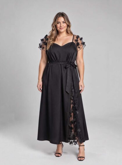 Vestido Petalo Negro talle 3XL - Toia de Kiev - Alquiler de vestidos de fiesta