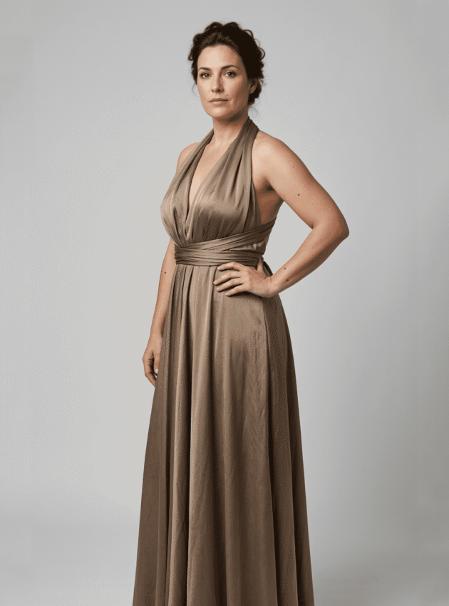 Vestido Harry Marrón talle L - Toia de Kiev - Alquiler de vestidos de fiesta