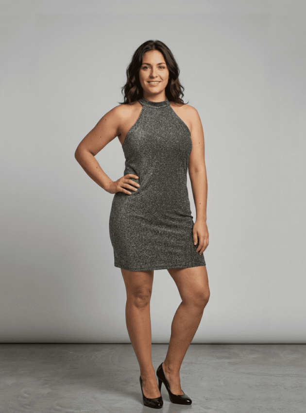 Vestido Aura Gris, Plateado talle L - Toia de Kiev - Alquiler de vestidos de fiesta