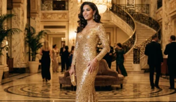 Los vestidos dorados y plateados más pedidos de la colección