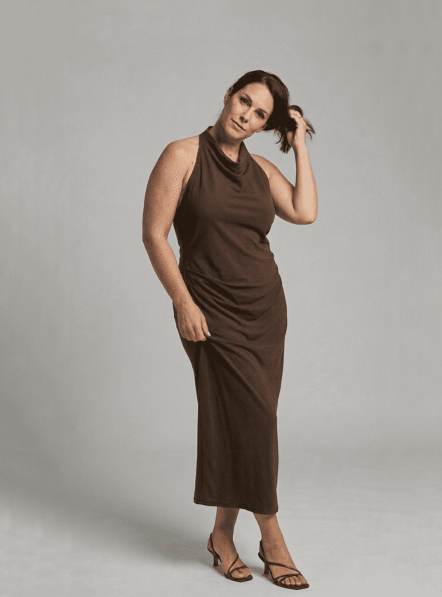 Vestido Choco XL Marrón talle XL - Toia de Kiev - Alquiler de vestidos de fiesta