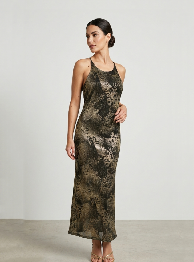 Vestido Jacaranda Dorado talle M - Toia de Kiev - Alquiler de vestidos de fiesta