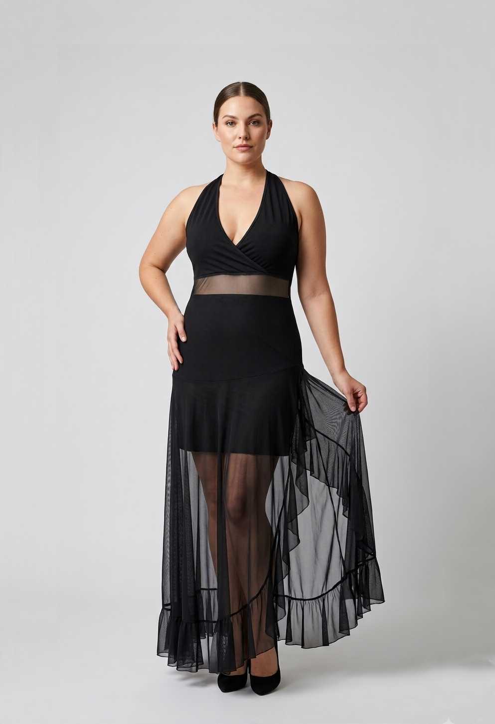 Vestido Toti Negro talle XL - Toia de Kiev - Alquiler de vestidos de fiesta