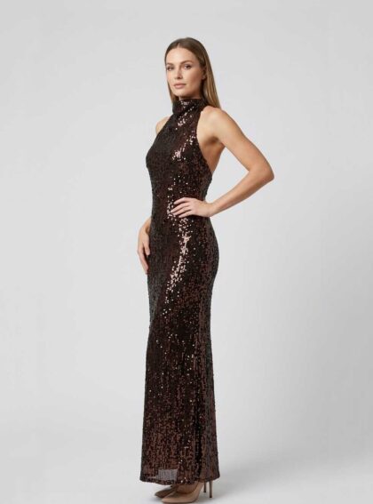 Vestido Lux chocolate Negro talle 2XL - Toia de Kiev - Alquiler de vestidos de fiesta