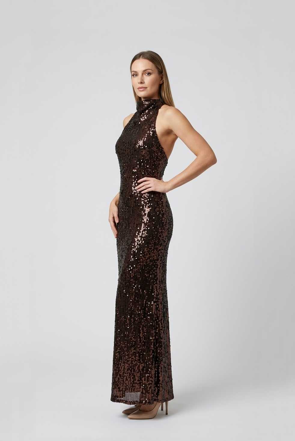Vestido Lux chocolate Negro talle 2XL - Toia de Kiev - Alquiler de vestidos de fiesta