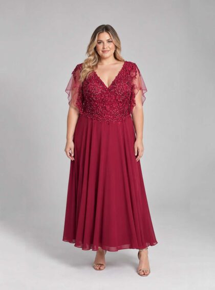 Vestido Renata Bordo talle 2XL - Toia de Kiev - Alquiler de vestidos de fiesta
