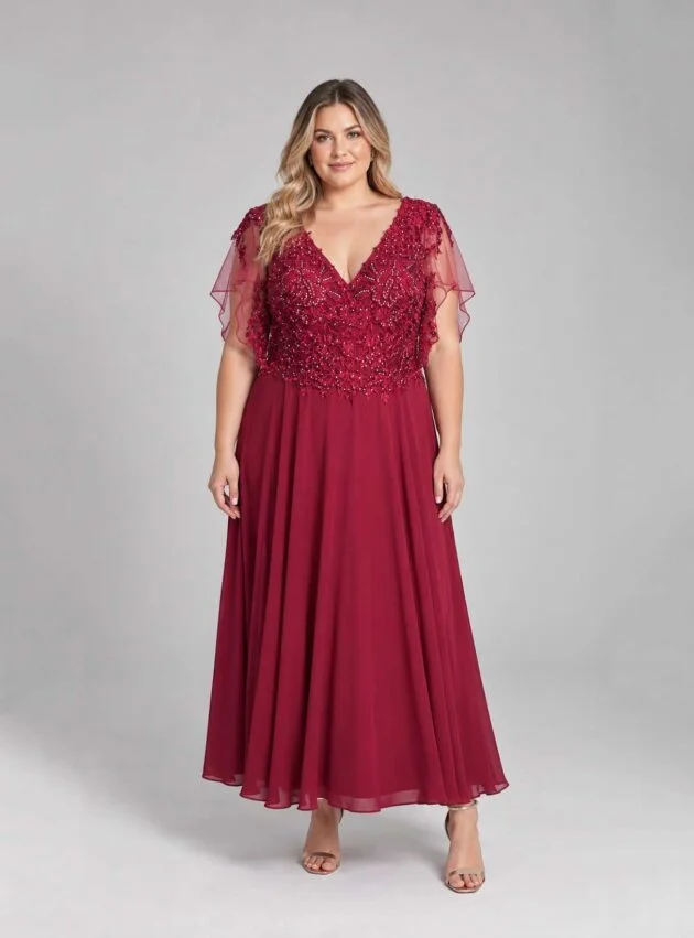 Vestido Renata Bordo talle 2XL - Toia de Kiev - Alquiler de vestidos de fiesta
