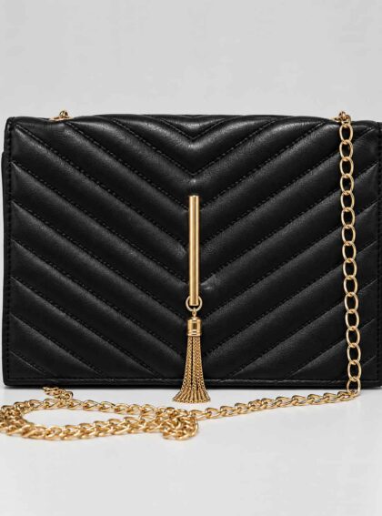 Cartera Domo Dorado, Negro - Toia de Kiev - Alquiler de vestidos de fiesta