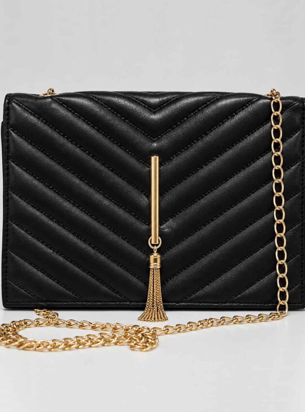 Cartera Domo Dorado, Negro - Toia de Kiev - Alquiler de vestidos de fiesta
