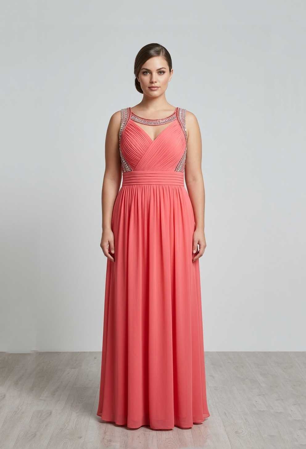 Vestido Griselda Coral talle 2XL - Toia de Kiev - Alquiler de vestidos de fiesta