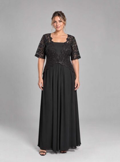 Vestido Angelica Negro talle XL - Toia de Kiev - Alquiler de vestidos de fiesta