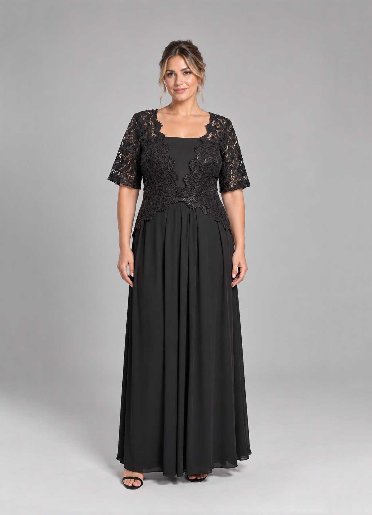 Vestido Angelica Negro talle XL - Toia de Kiev - Alquiler de vestidos de fiesta