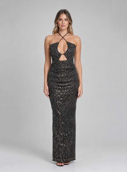Vestido Gabriela Plateado talle S - Toia de Kiev - Alquiler de vestidos de fiesta
