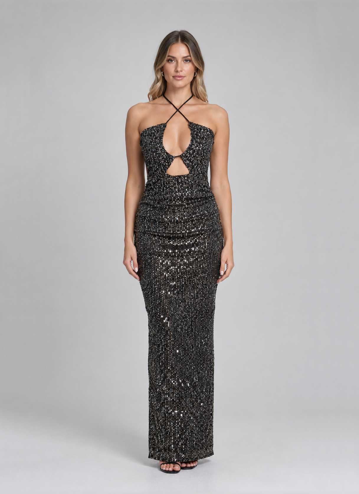 Vestido Gabriela Plateado talle S - Toia de Kiev - Alquiler de vestidos de fiesta