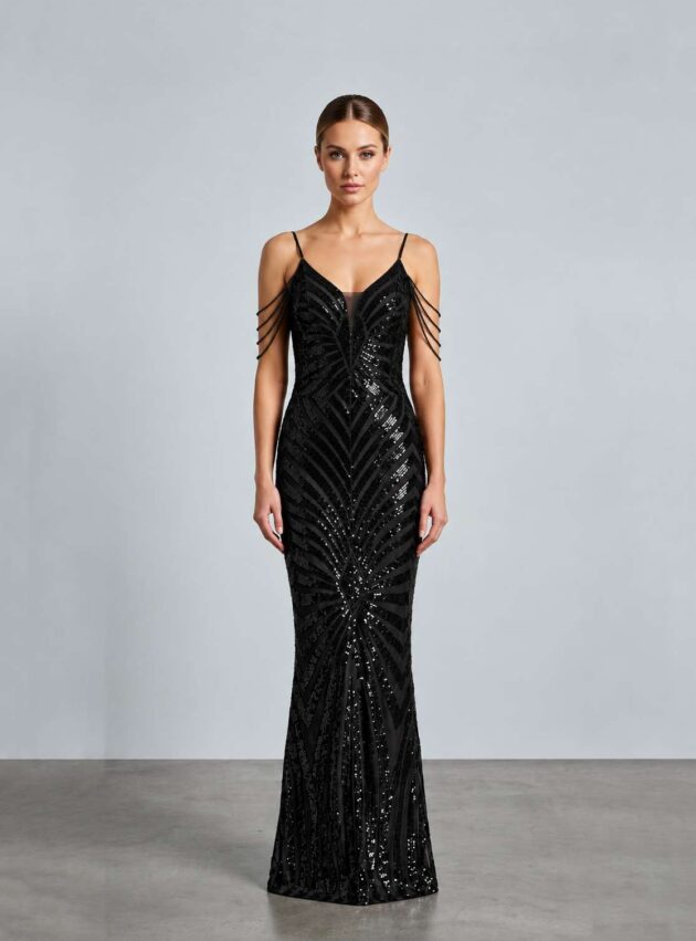 Vestido Arrecife Black Negro talle M - Toia de Kiev - Alquiler de vestidos de fiesta