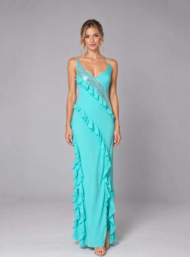 Vestido Ember Aqua Verde talle L - Toia de Kiev - Alquiler de vestidos de fiesta