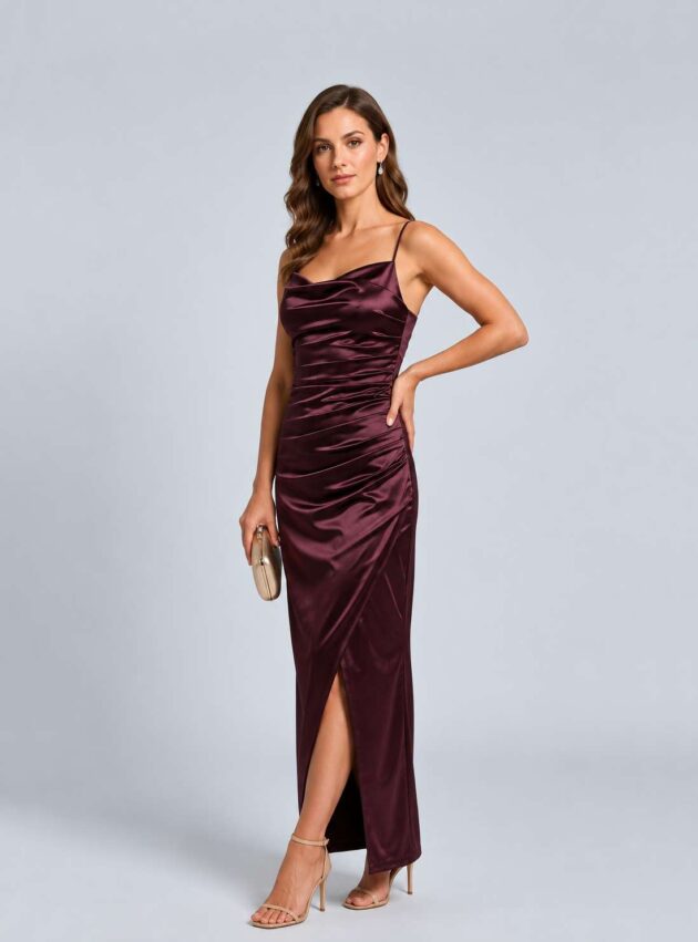 Vestido Michelle Borgoña Bordo talle M - Toia de Kiev - Alquiler de vestidos de fiesta