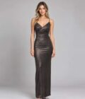 Vestido Sepia Bronce, Dorado talle S - Toia de Kiev - Alquiler de vestidos de fiesta