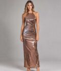 Vestido Sienna Bronce, Dorado talle S - Toia de Kiev - Alquiler de vestidos de fiesta