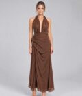 Vestido Rhodesia Marrón talle M - Toia de Kiev - Alquiler de vestidos de fiesta